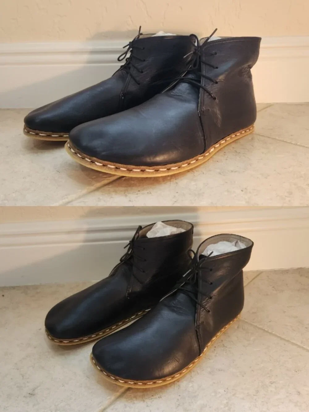 BAREFOOT BOOTS black leather high tops